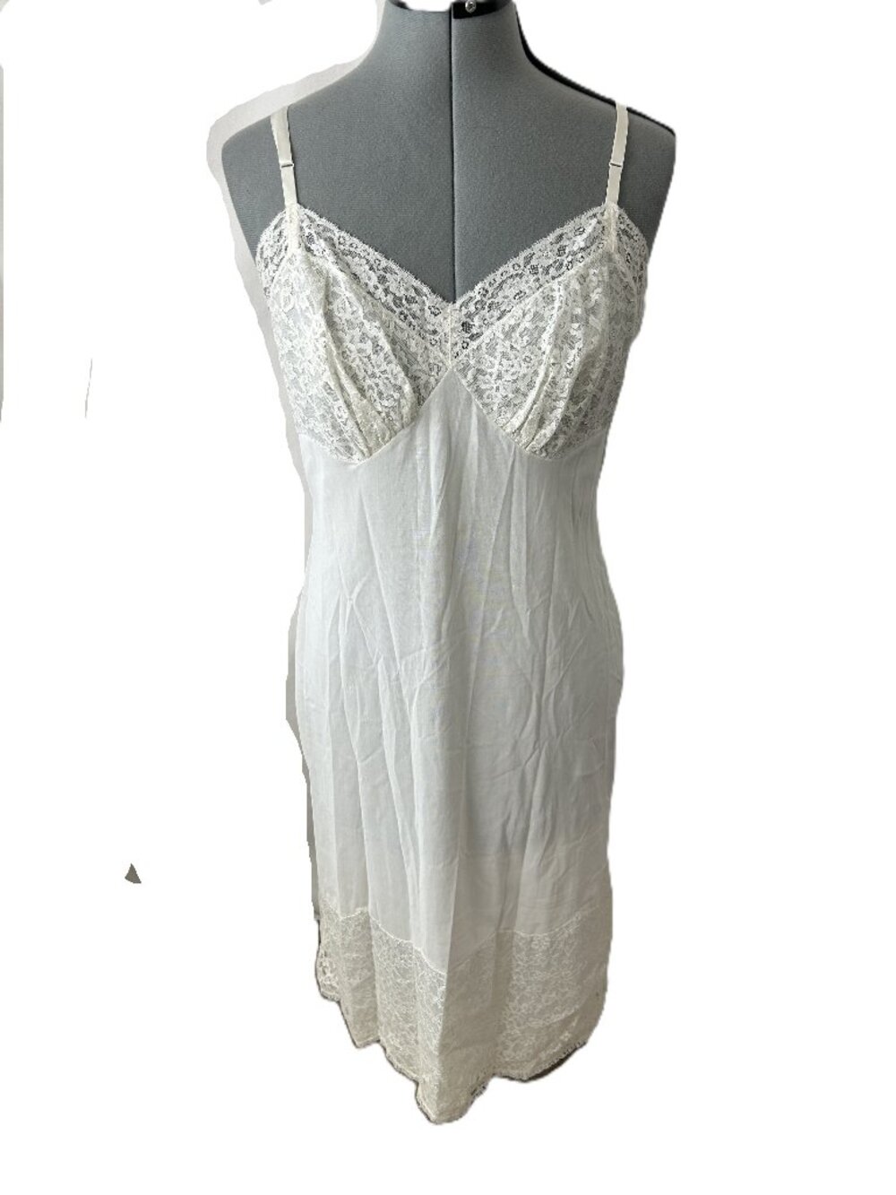 Vanity Fair Vintage Lace Trim Slip White 38